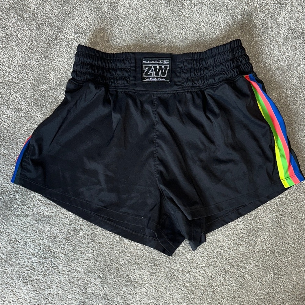 Zumba Women's Black Shorts with Rainbow Stripes